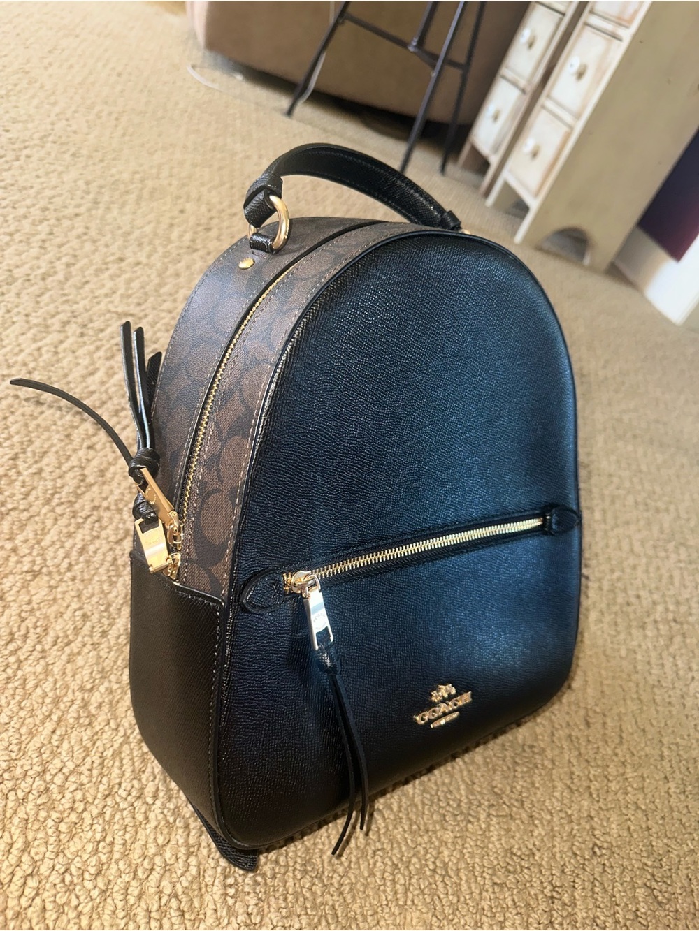 NEVER USED- Coach Jordyn Backpack in Black Leather with C Design - Picture 4 of 15